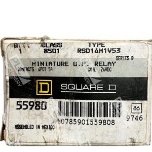Square D 55980 4PDT 5A Coil 24VDC Miniature GP Relay Contact 8501-RSD14M1V53