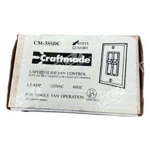 Craftmade White 3-Speed Slide Fan Control 1.5A 120VAC 60Hz CM-3SSDC