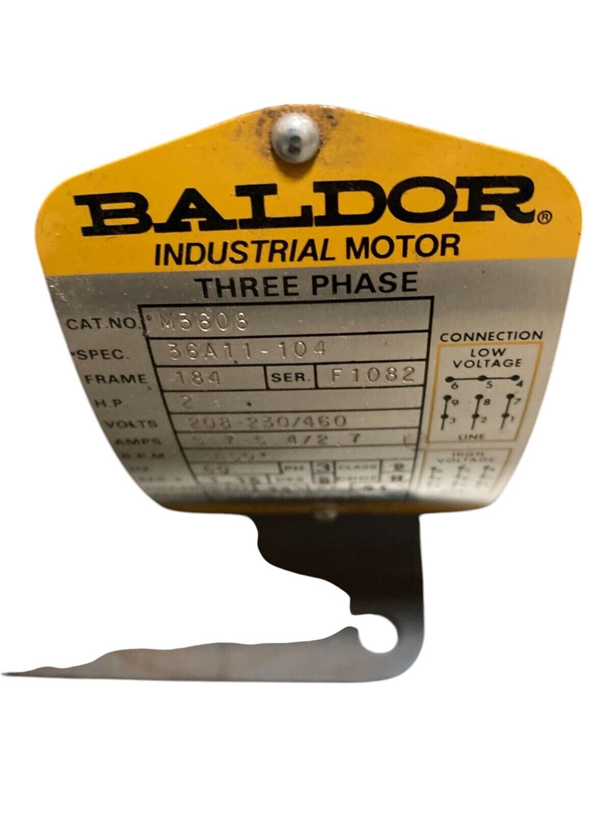 Baldor 2HP 3450RPM 3PH Motor M3608 - Image 3