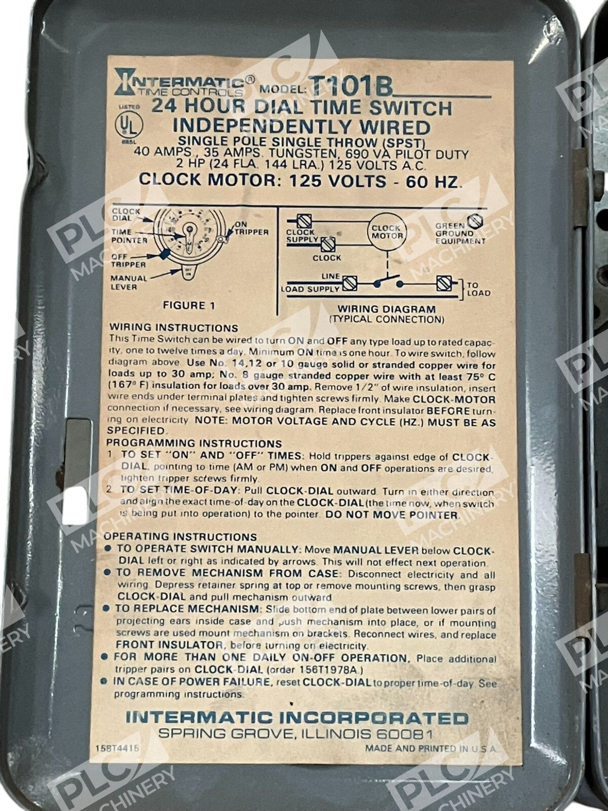 Intermatic Time Controls 125V 60Hz 24 Hour Dial Time Switch T101B - Image 4