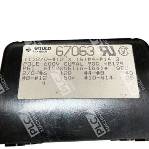Gould Shawmut 3 Pole 600V CU9AL Terminal Block 67063