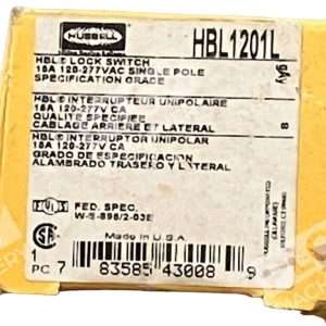 Hubbell HBL1201L Lock Switch 16A 120-277VAC Single Pole (lot of 2)