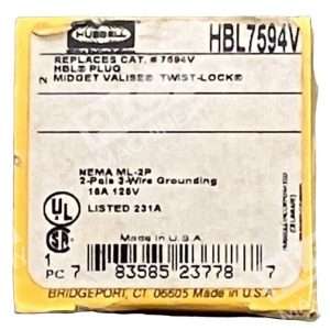 Hubbell HBL7594V Twist-Lock Midget Valise Plug