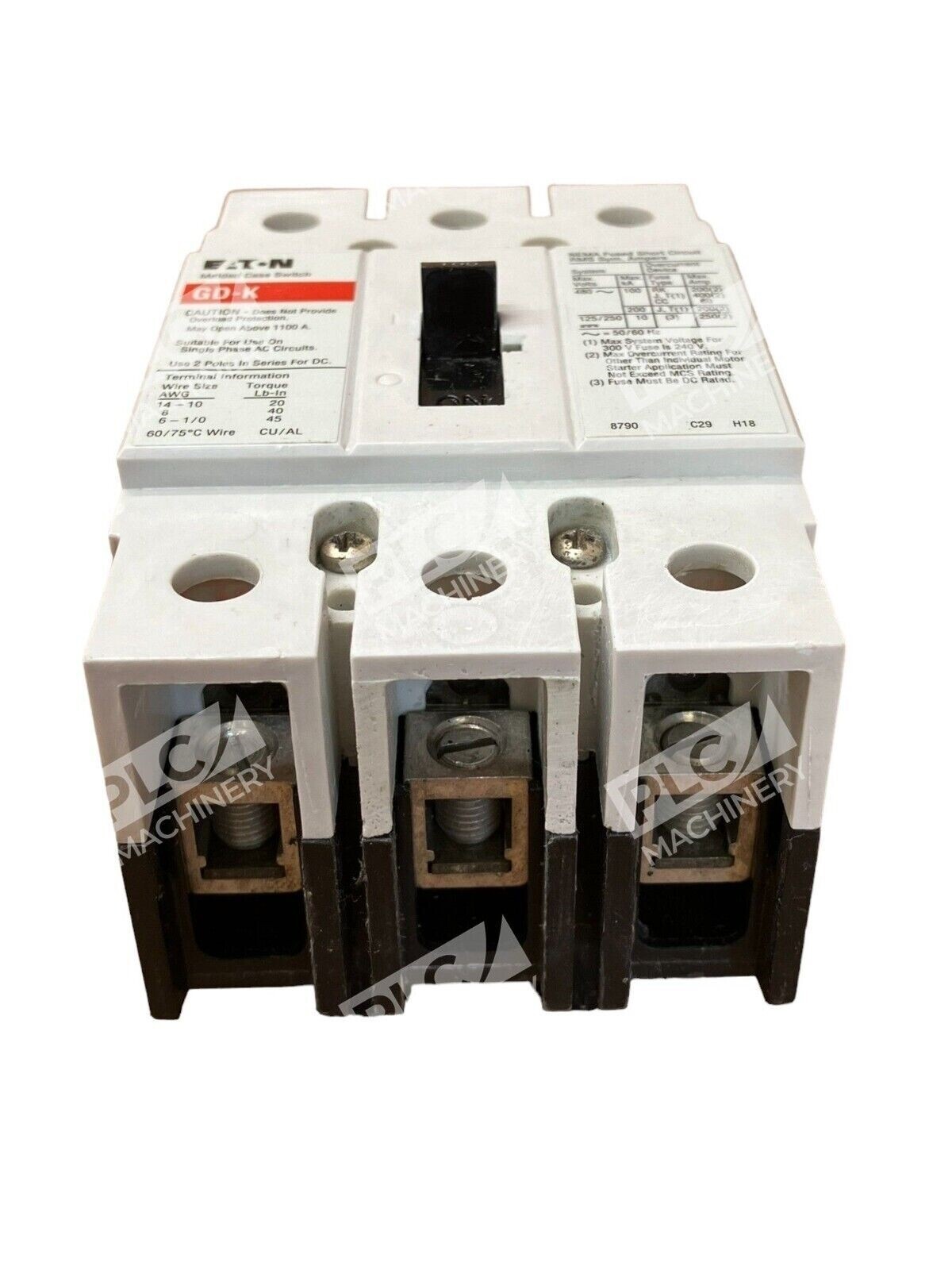 Eaton GD3100K GD Molded Case Switch 3 Pole Circuit Breaker - Image 8
