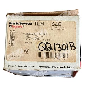 Pass & Seymour Legrand 15A 120VAC Single Pole Toggle Switch 660G (Box of 10)