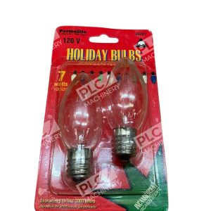 Permalite J3331 7W 120V Incandescent Holiday Light Bulbs Clear 2 Pack