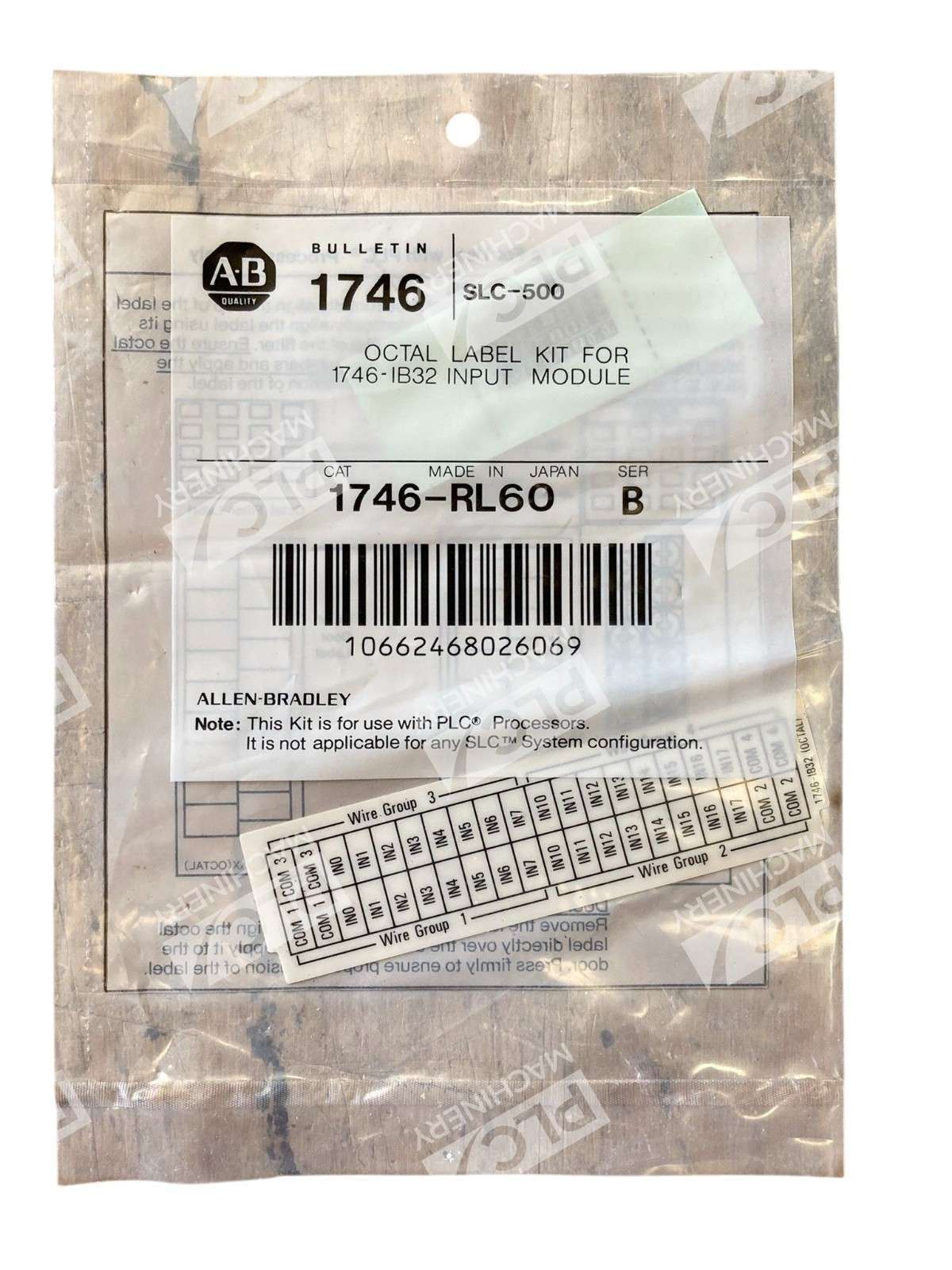 Allen Bradley AB SLC-500 Octal Label Kit For 1746-IB32 Input Module 1746-RL60 /B