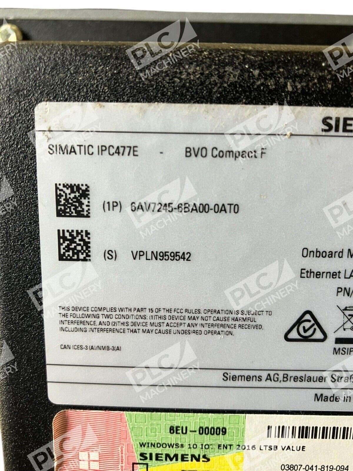 Siemens 6AV7245-6BA00-0AT0 Simatic HMI IPC477E BVO Compact F - Image 5