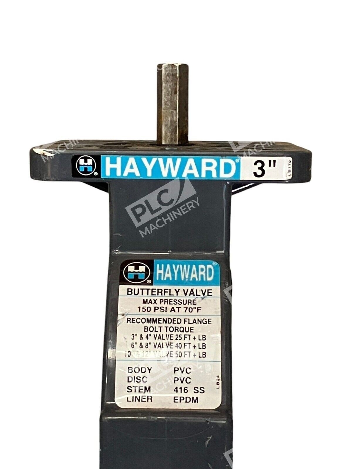 Hayward 3" Butterfly Valve Body PVC Disc PVC Stem 416SS Liner EPDM - Image 3
