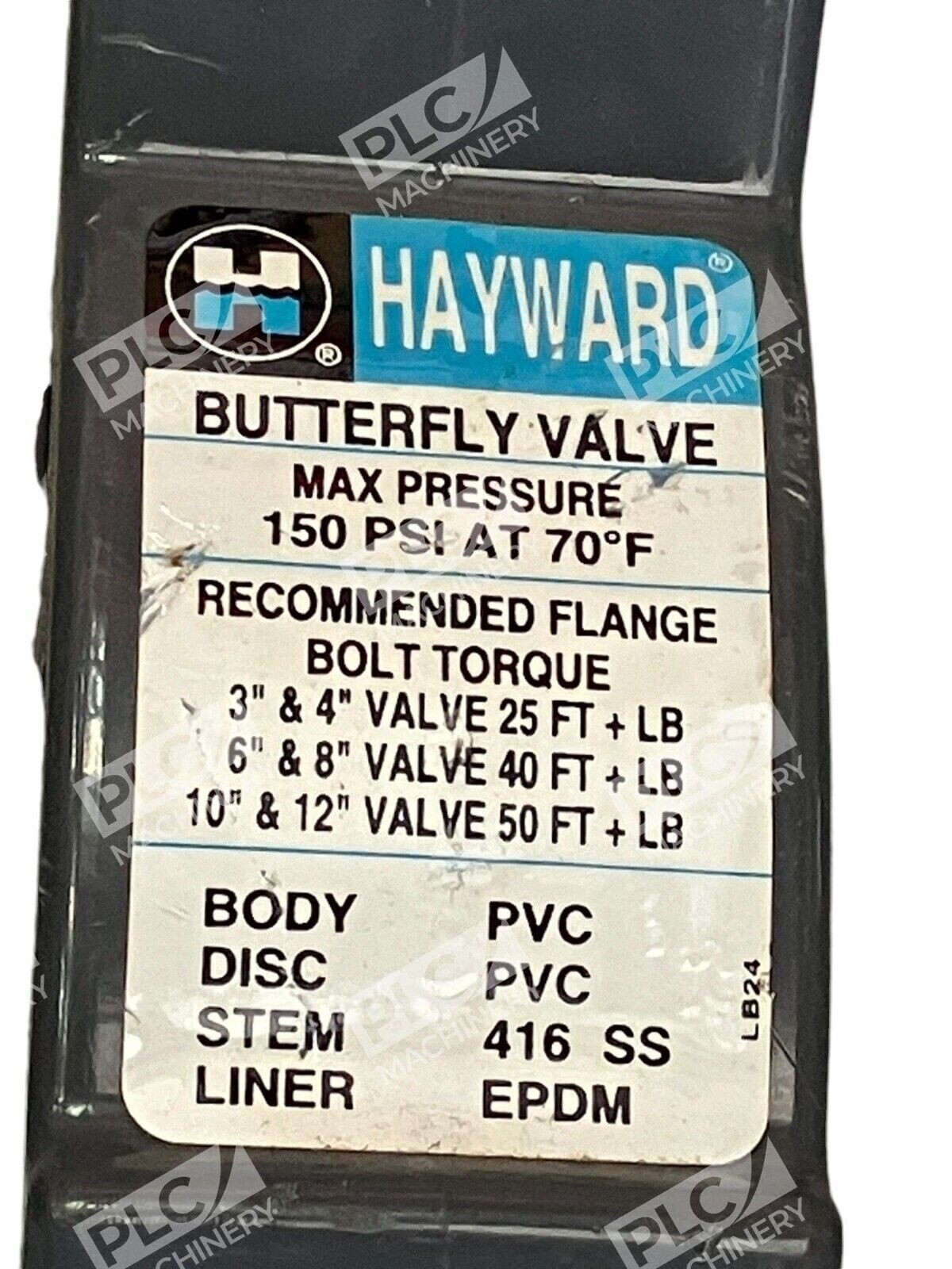 Hayward 3" Butterfly Valve Body PVC Disc PVC Stem 416SS Liner EPDM - Image 4