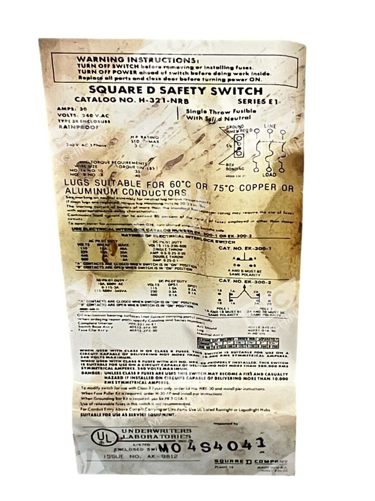 Square D Safety Switch 30A 240VAC H-321-NRB /E1 - Image 4