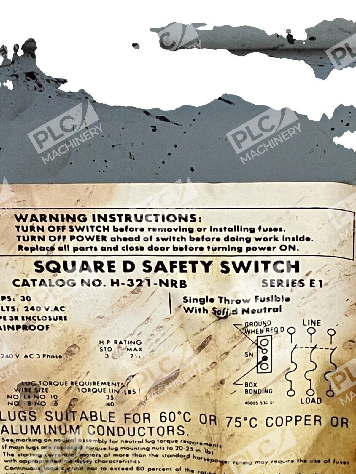 Square D Safety Switch 30A 240VAC H-321-NRB /E1 - Image 5