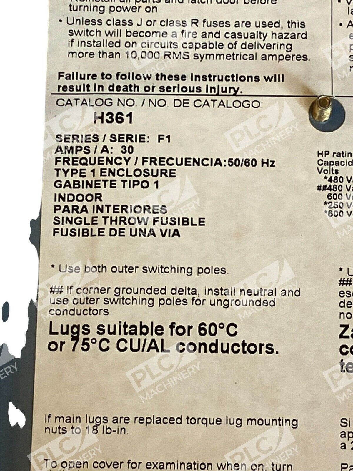 Square D Heavy Duty Safety Switch 30A 600V AC/DC - Image 4