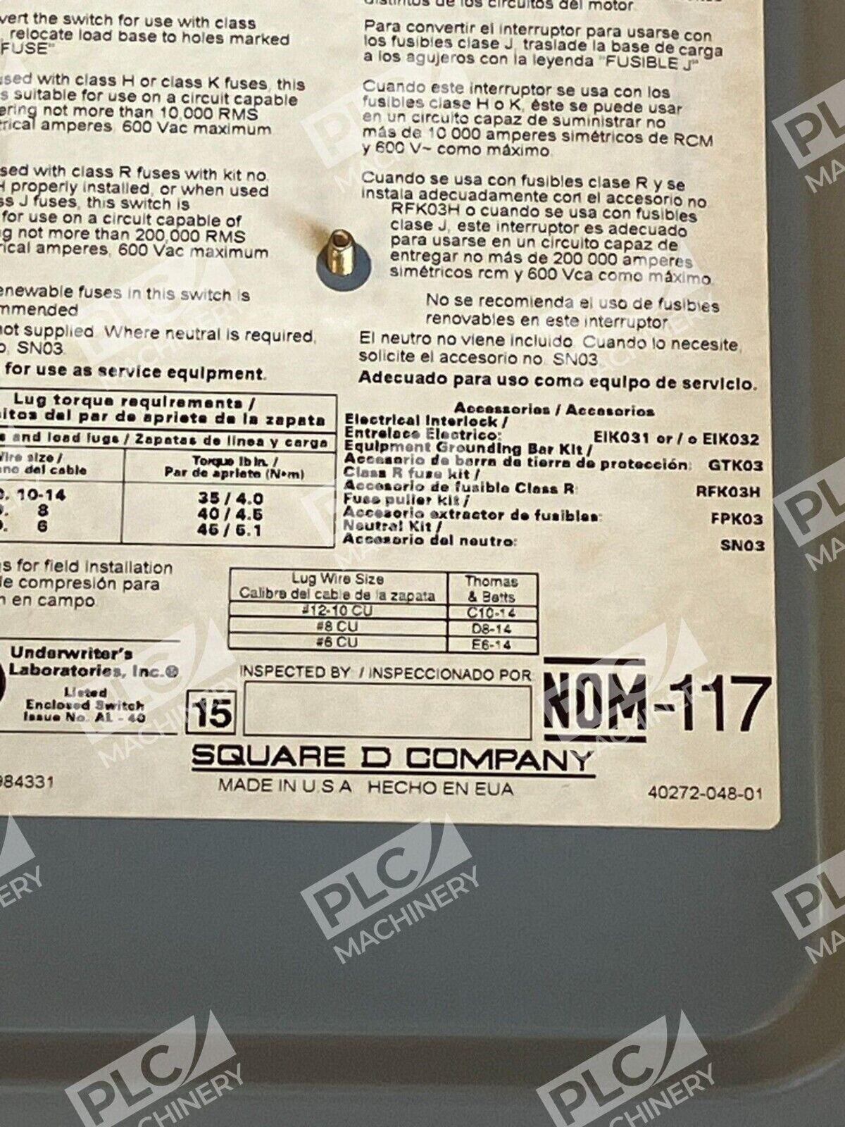 Square D Heavy Duty Safety Switch 30A 600V AC/DC - Image 5