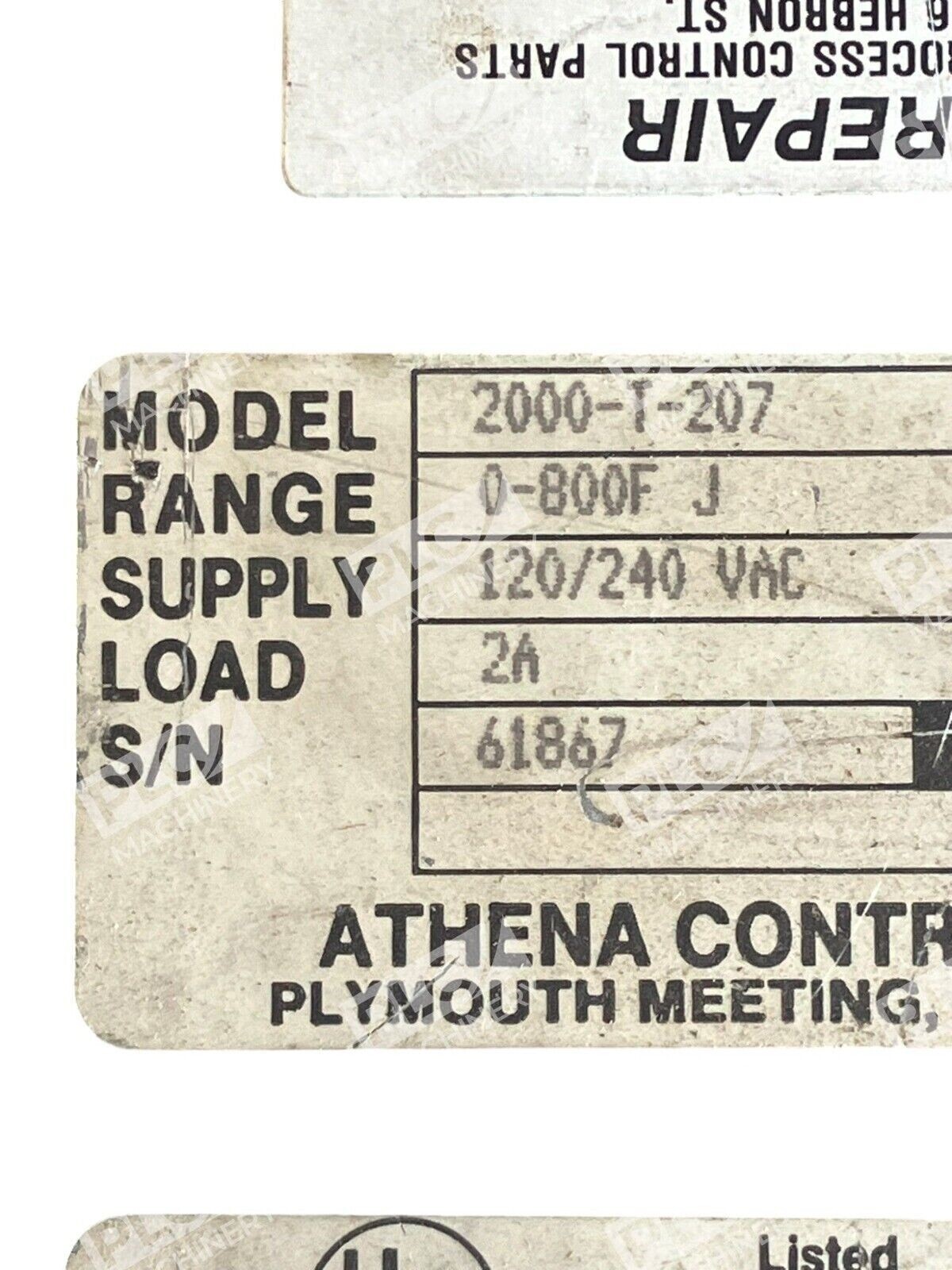 Athena Controls 0-800F 120/240VAC 2A Temperature Controller 2000-T-207 - Image 3