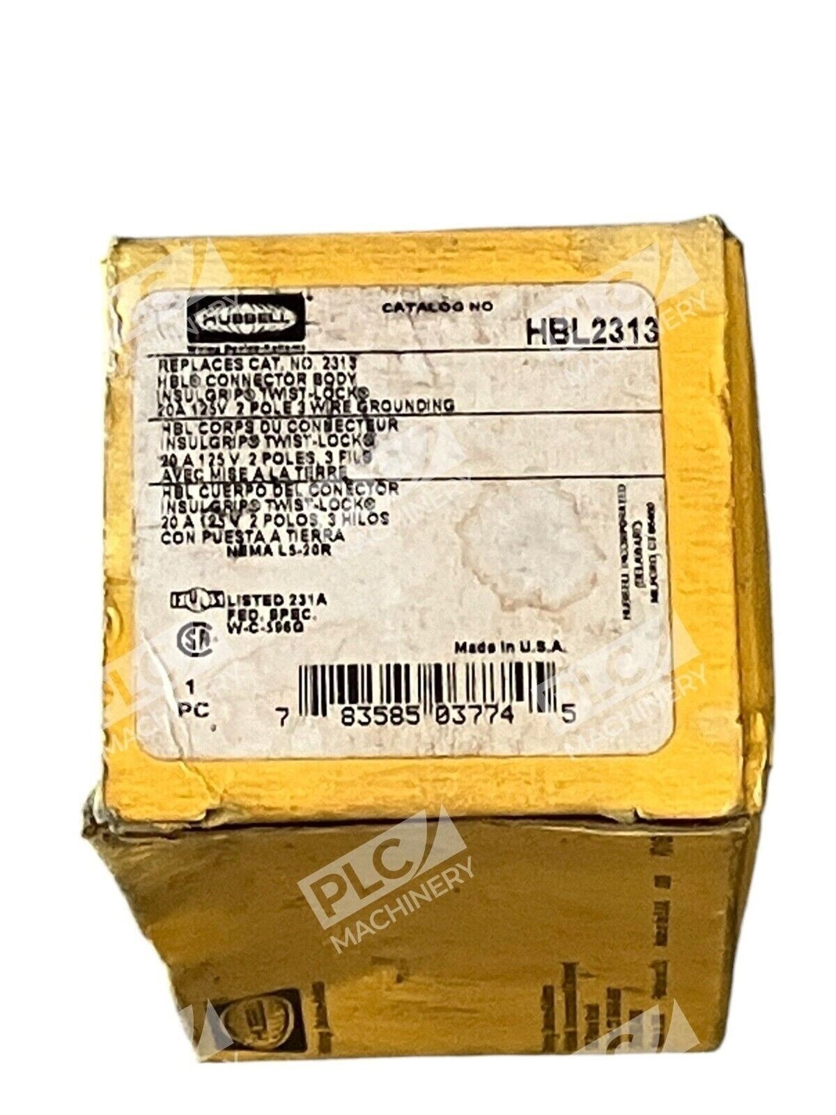 Hubbell HBL2313 - Hubbell HBL Connector Body 20A 125V 2 Pole 3 Wire Grounding