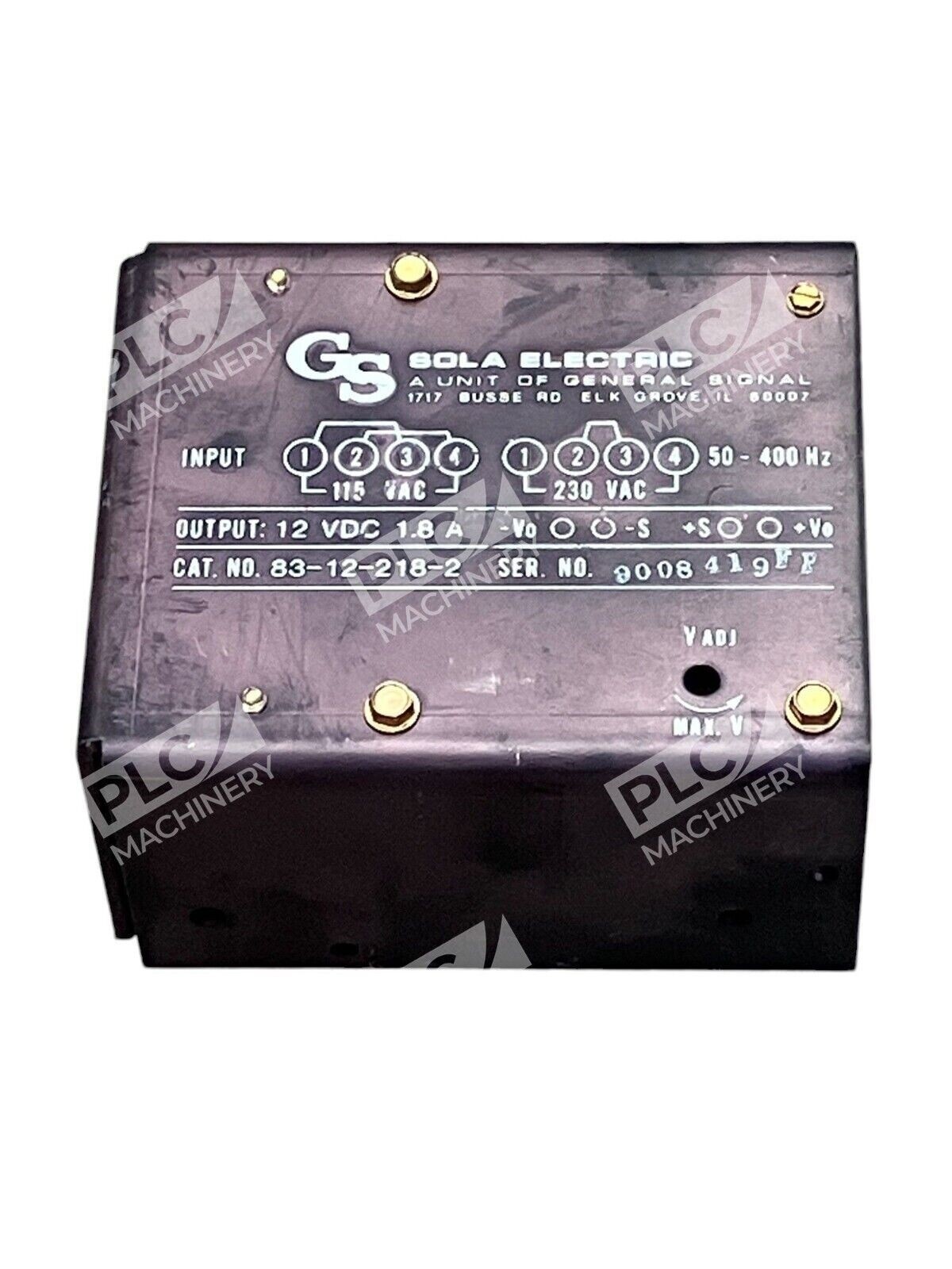 SOLA 83-12-218-2 - SOLA Electric General Signal 12VDC 1.8A Power Supply 83-12-2