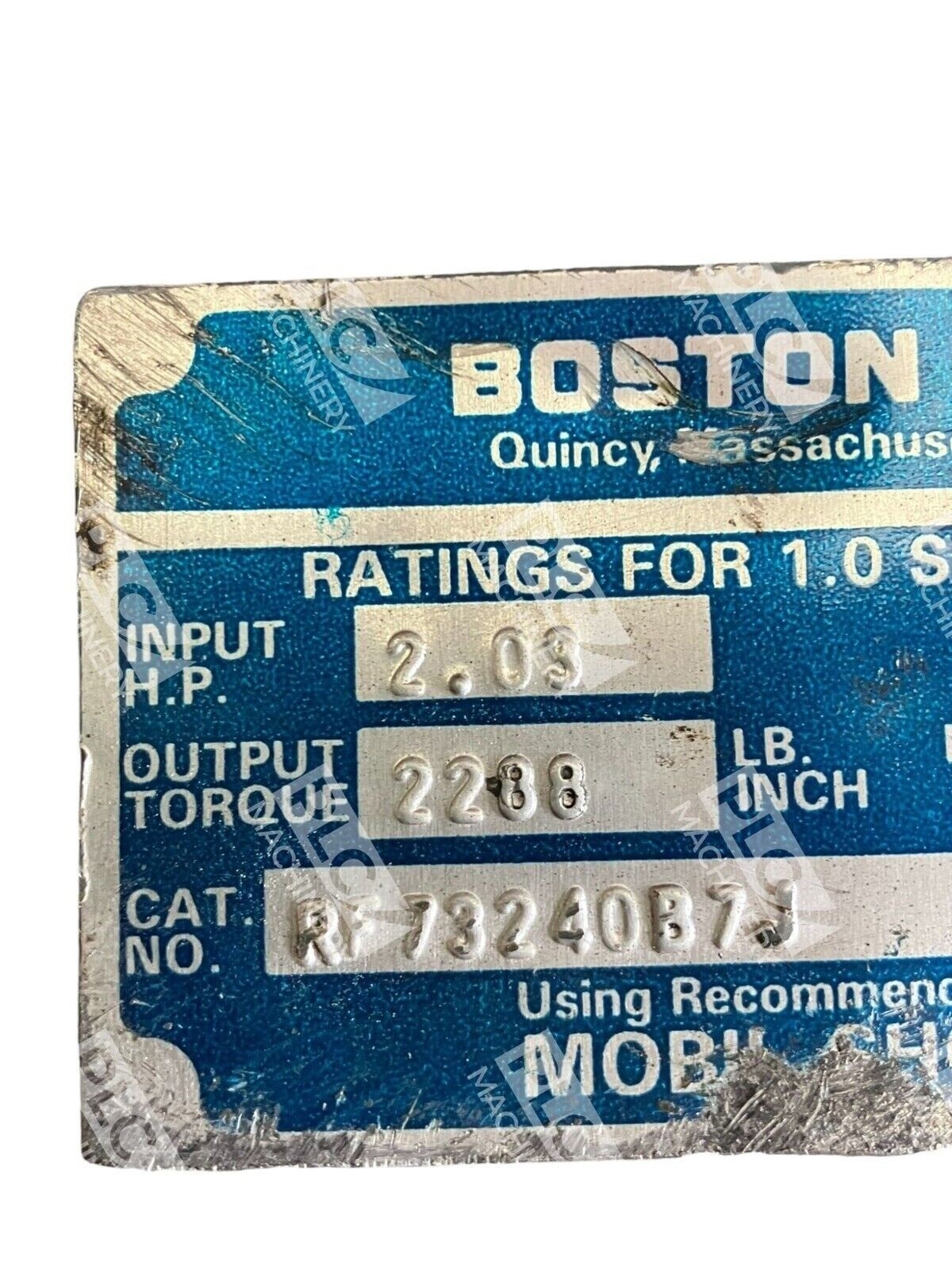 Boston Gear Input 2.03HP Output Torque 2288LB.INCH Ratio 40 RF73240B7J - Image 4