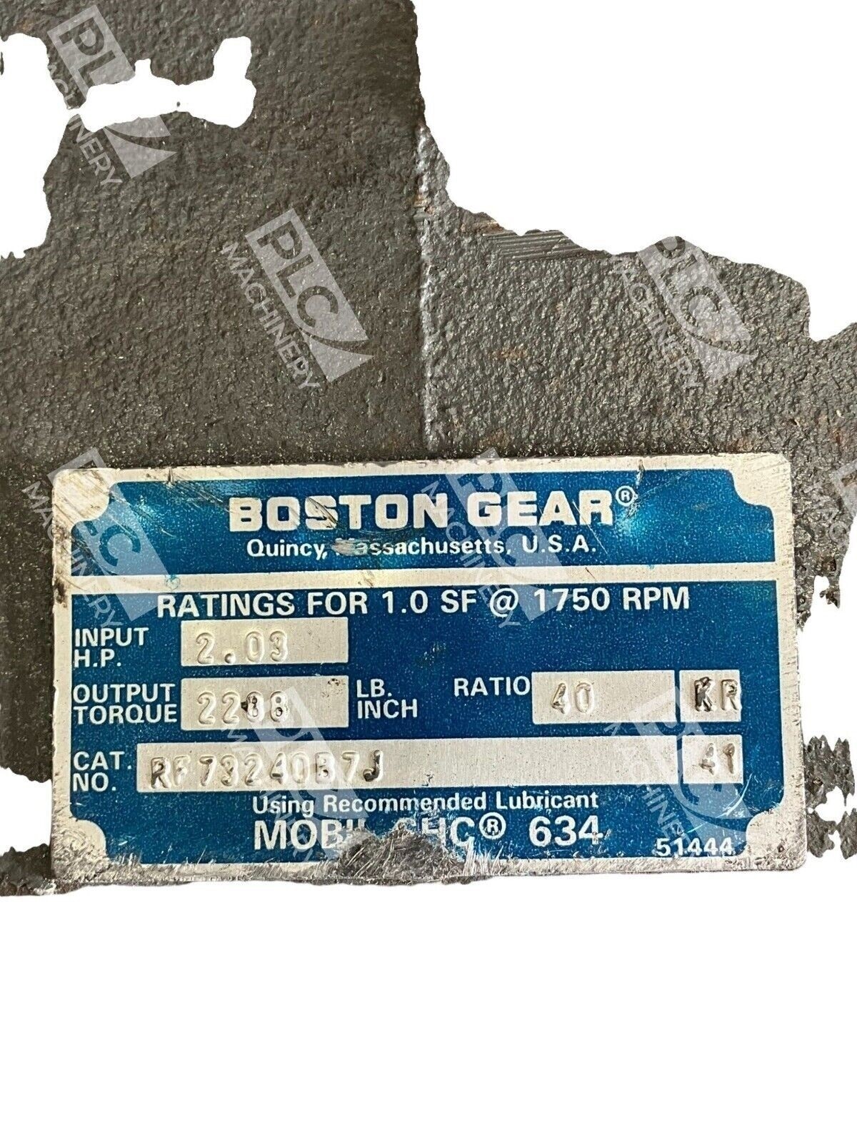 Boston Gear Input 2.03HP Output Torque 2288LB.INCH Ratio 40 RF73240B7J - Image 3