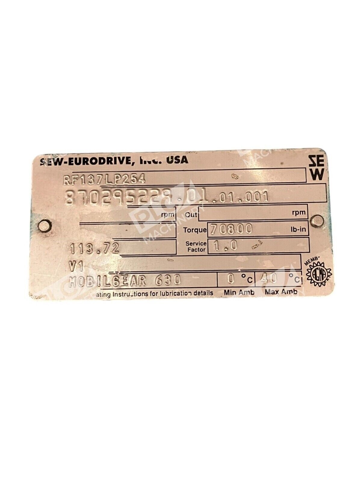 SEW Eurodrive 870295229.01.01.001 RF137LP254 - Image 7