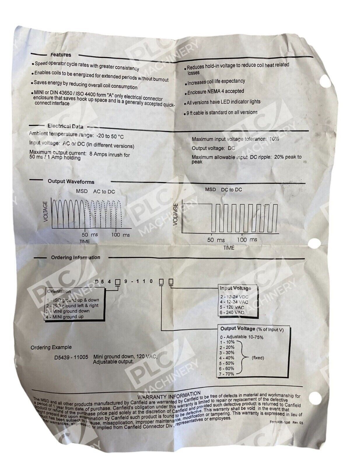 Canfield Connector Division Drive Board 120VAC D5419-11015 - Image 5