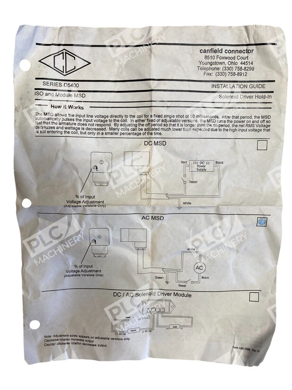 Canfield Connector Division Drive Board 120VAC D5419-11015 - Image 4