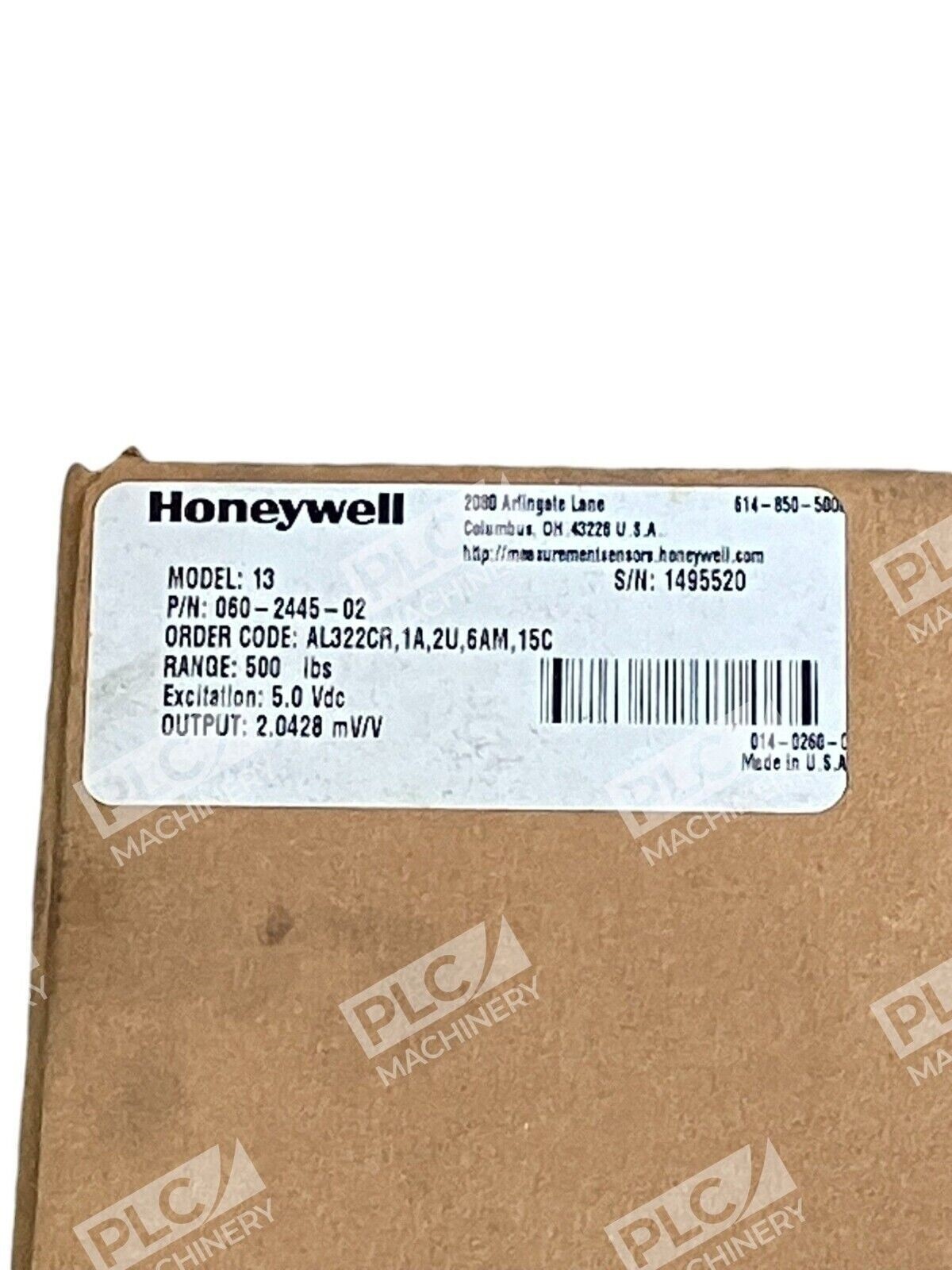 Honeywell 500lbs AL322CR 1A 2U 6AM 15C 5.0VDC 2.0428mV/V Model 13 060-2445-02 - Image 3