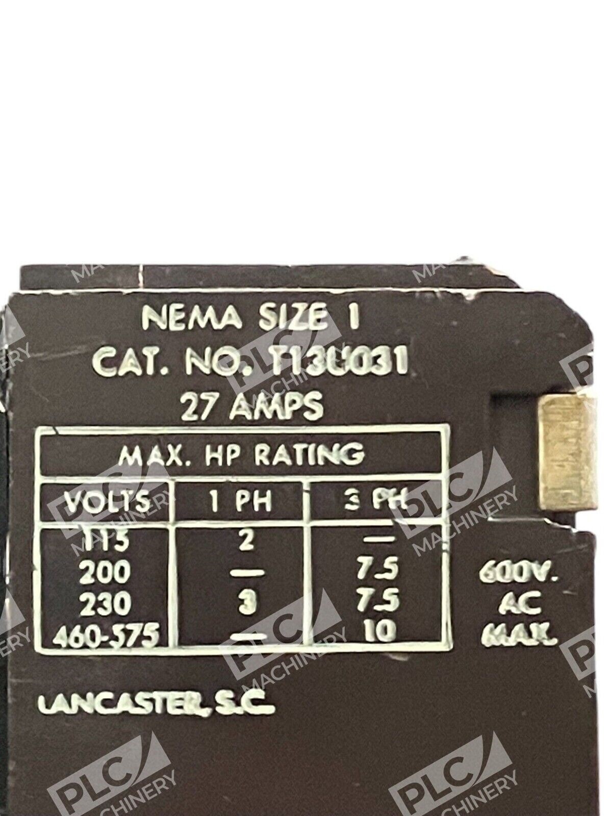 Joslyn Clark Controls NEMA Size 1 27A Bulletin 6013 Type TM T13U031 - Image 5