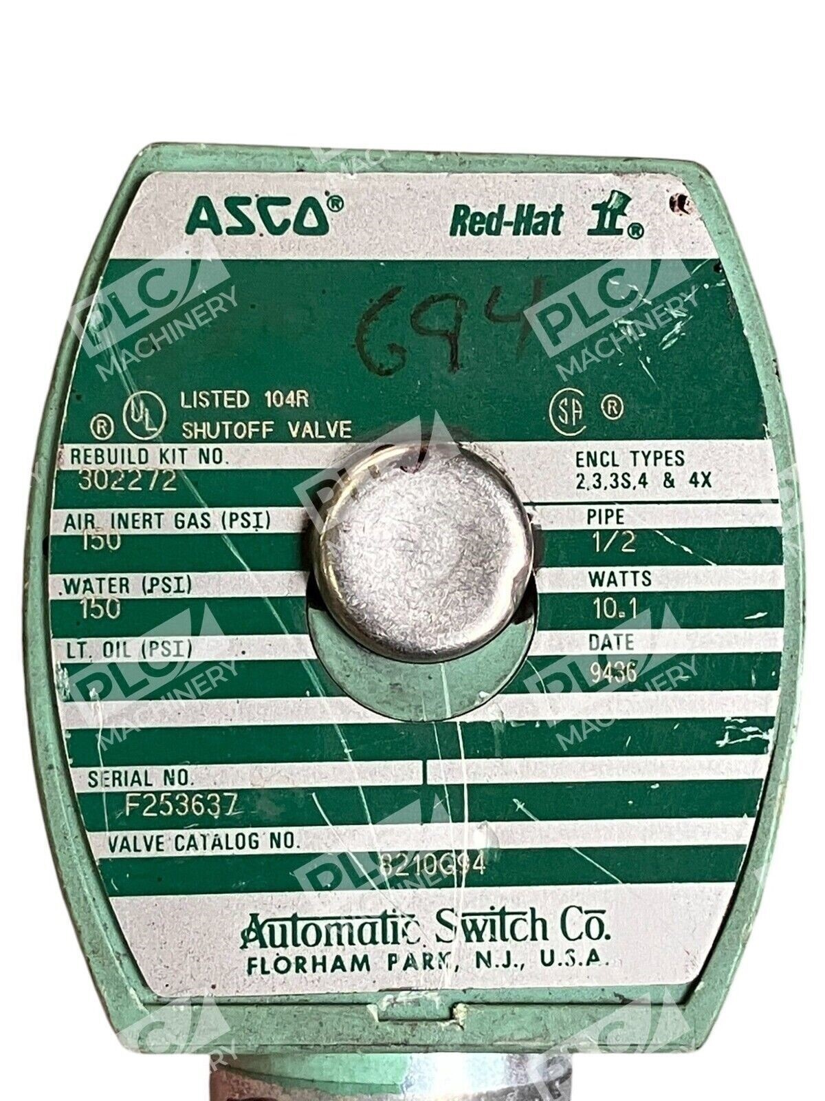 Asco 8210G94 1" Solenoid Valve Brass - Image 3