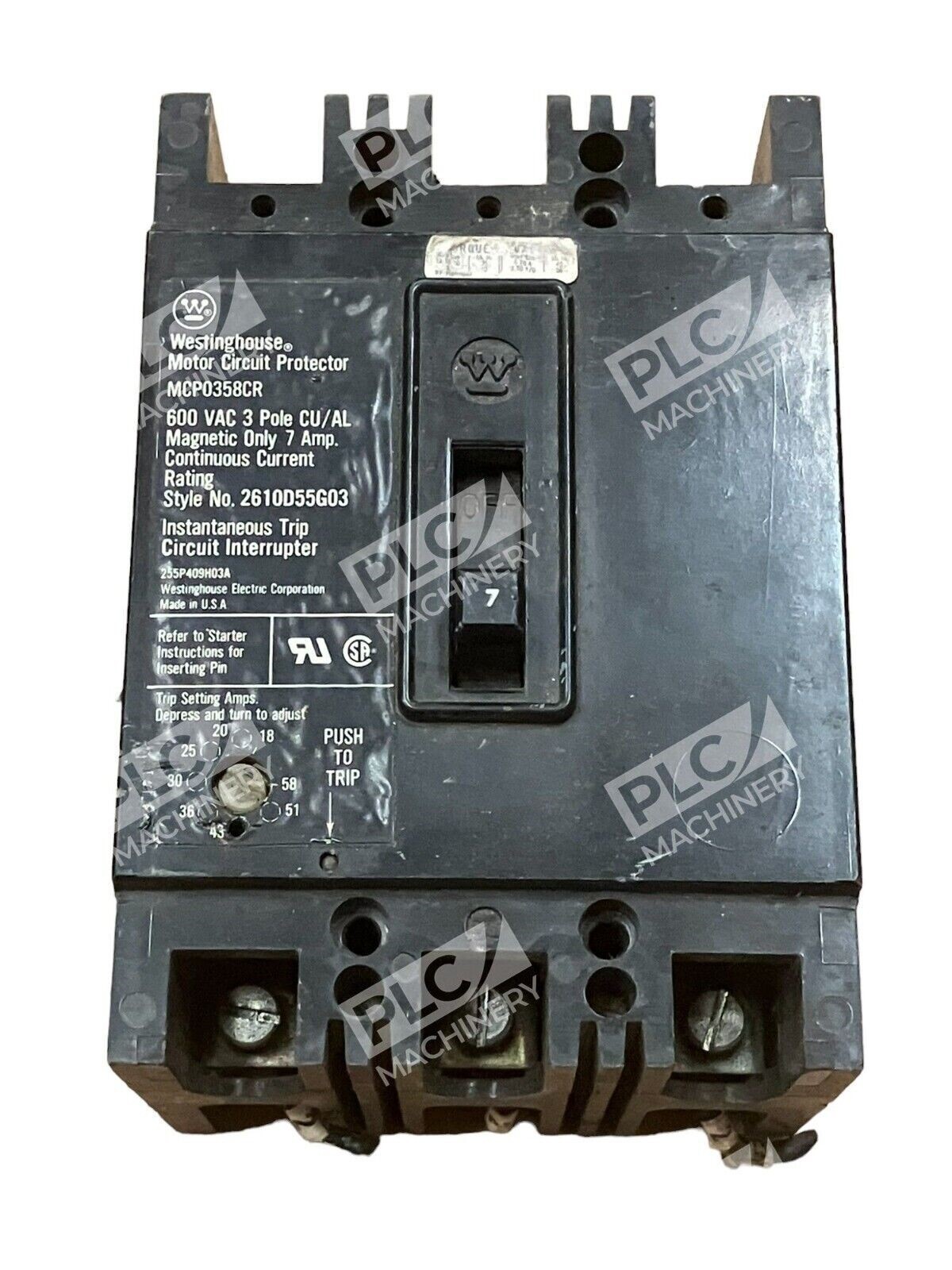 Westinghouse MCP0358CR - Westinghouse MCP0358CR Motor Circuit Breaker 7A 600VAC 3 Pol