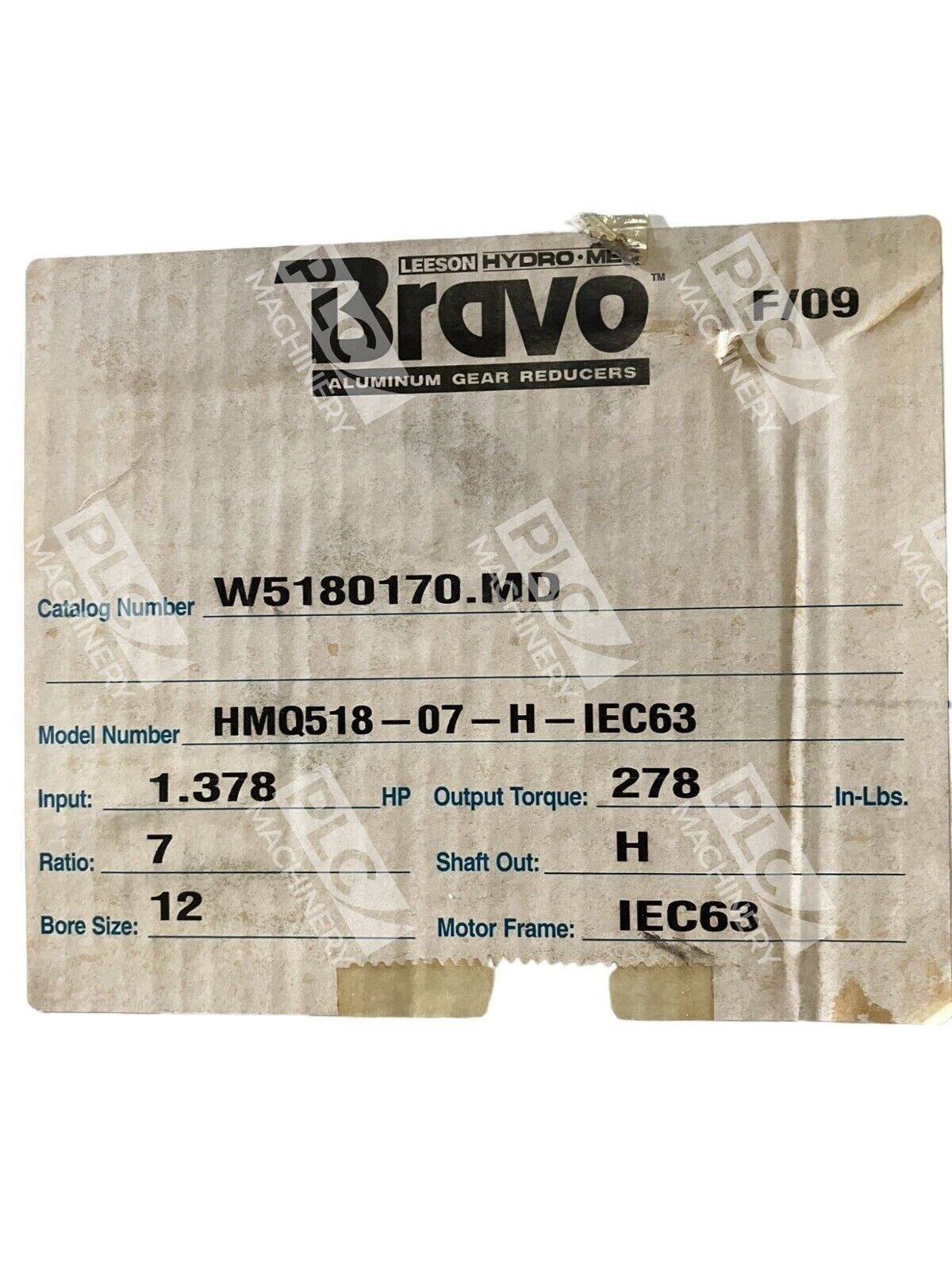 Bravo HMQ518-07-H-IEC63 Aluminum Gear Reducer Leeson Hydro-Mec - Image 3