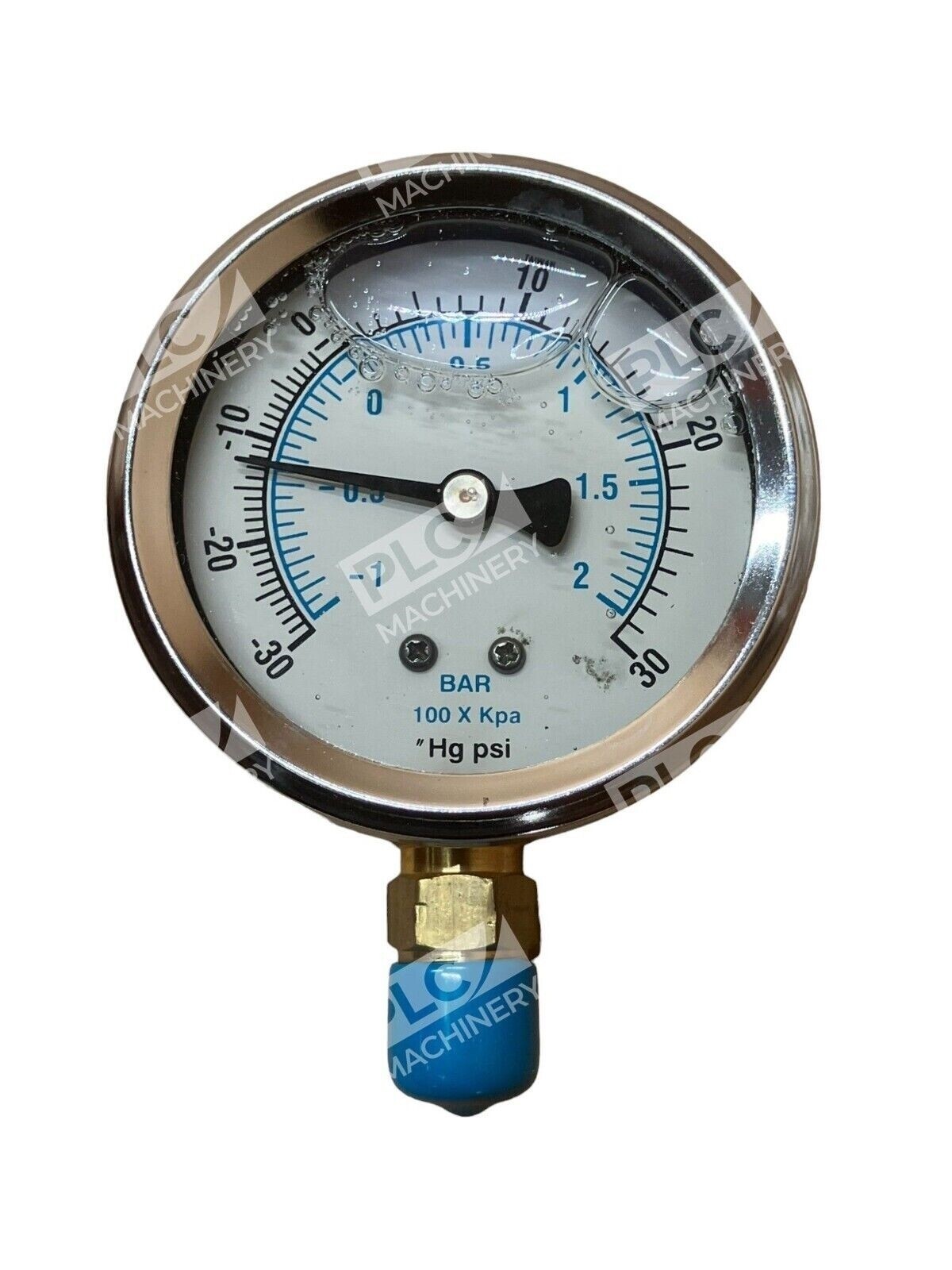 2-1/2" Liquid Filled 0-30 PSI 1/4 NPT Brass Lower Connector Pressure Gauge - Image 3