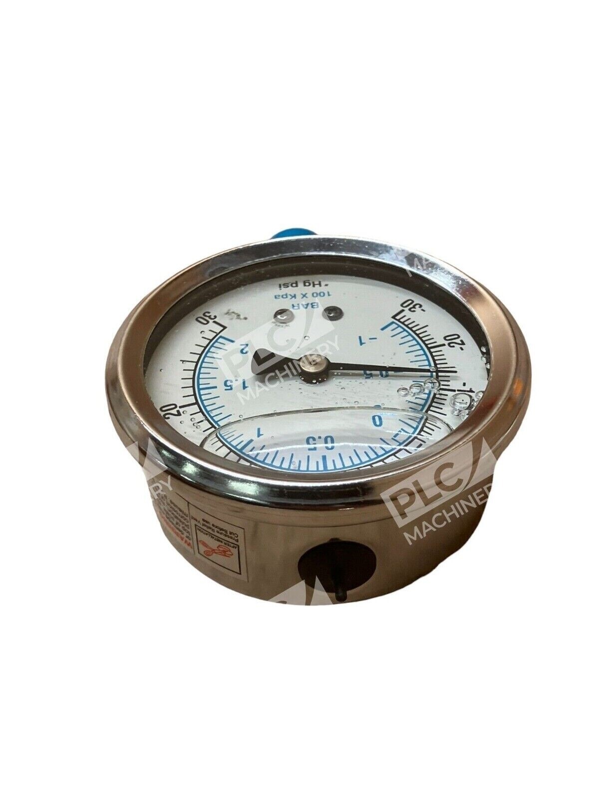 2-1/2" Liquid Filled 0-30 PSI 1/4 NPT Brass Lower Connector Pressure Gauge - Image 4