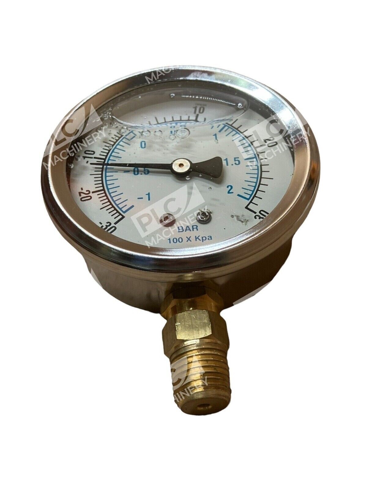 2-1/2" Liquid Filled 0-30 PSI 1/4 NPT Brass Lower Connector Pressure Gauge - Image 5