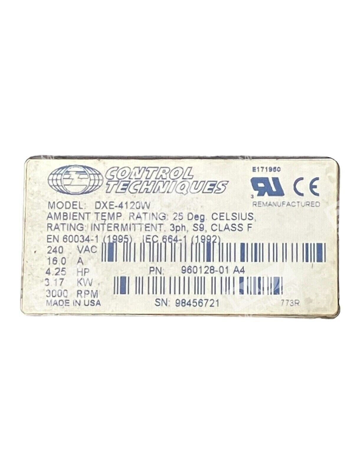 Control Technologies DXE-4120W Servo Motor - Image 3