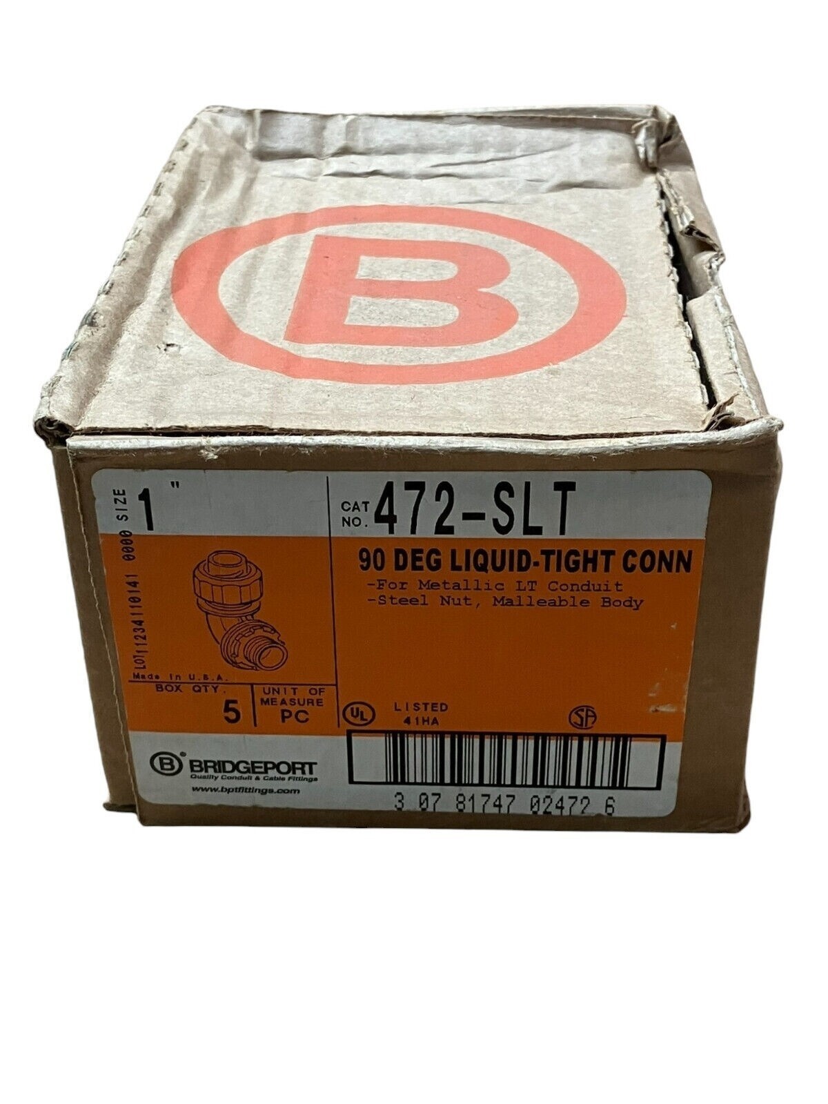 Bridgeport 472-SLT 90 Deg Liquid Tight Connector 1" (Box of 5) - Image 2