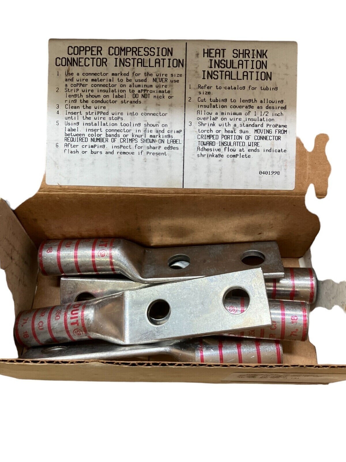 Panduit LCC350-12-X Copper Lug Long Barrel (Box of 5) - Image 3