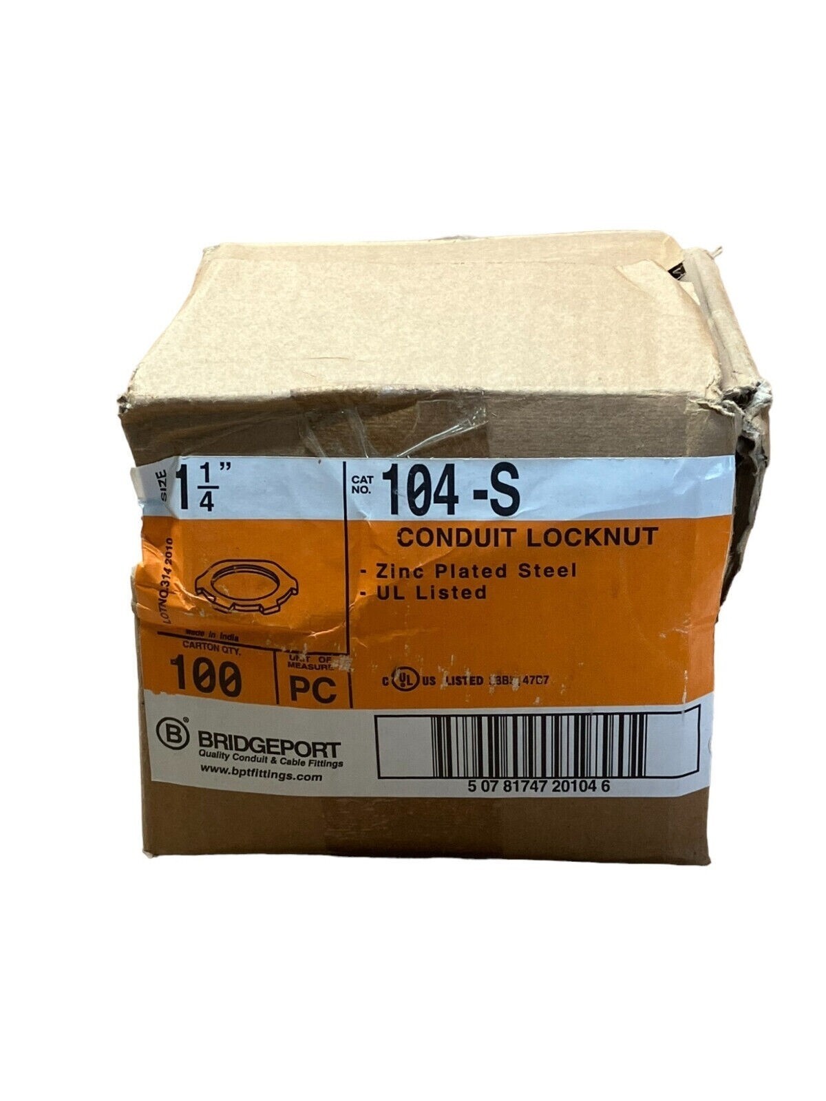 Bridgeport 104-S - Bridgeport 104-S Conduit Locknut Zinc Plated Steel 1-1/4" (B