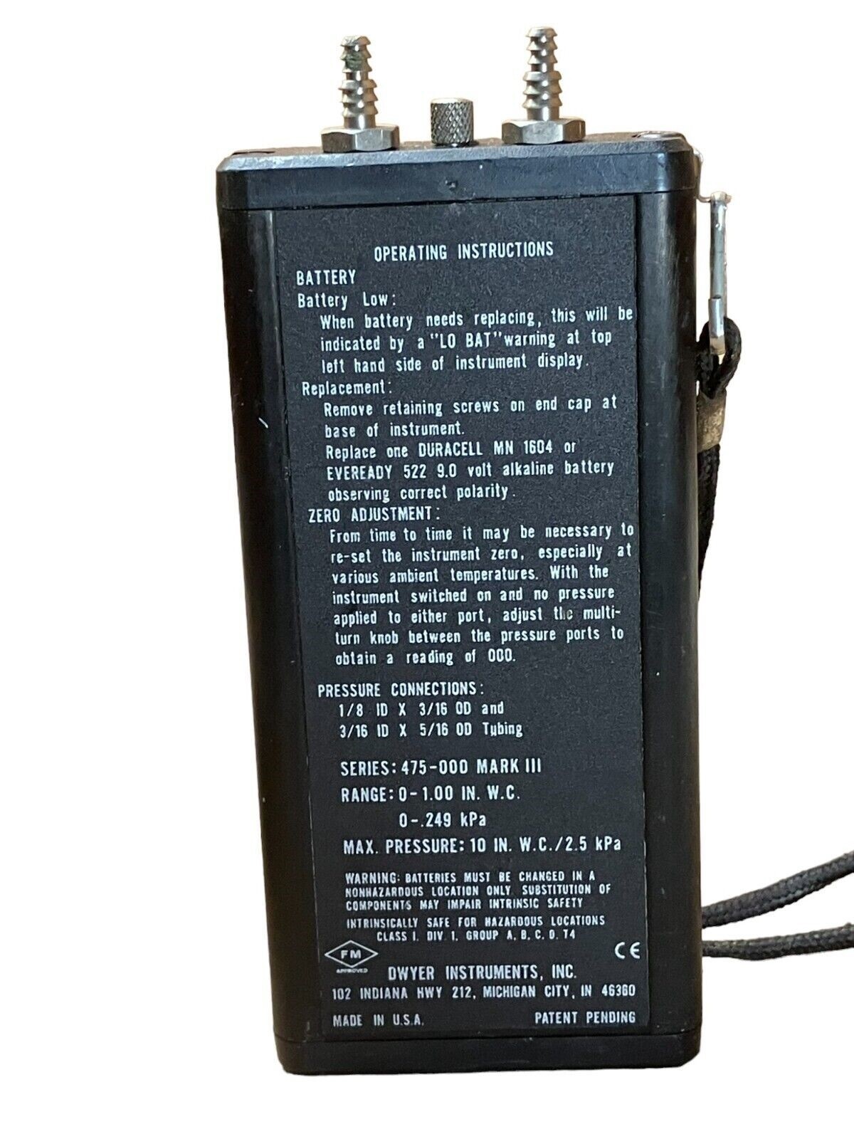Dwyer 475-000 Mark III Series 475 Mark III Digital Manometer - Image 5