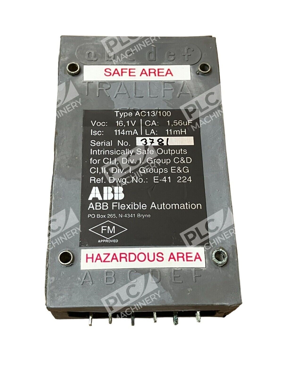 ABB AC13/100 Tallfa Robot A/S 12VAC 50MA Intrinsically Safe Output Module - Image 5