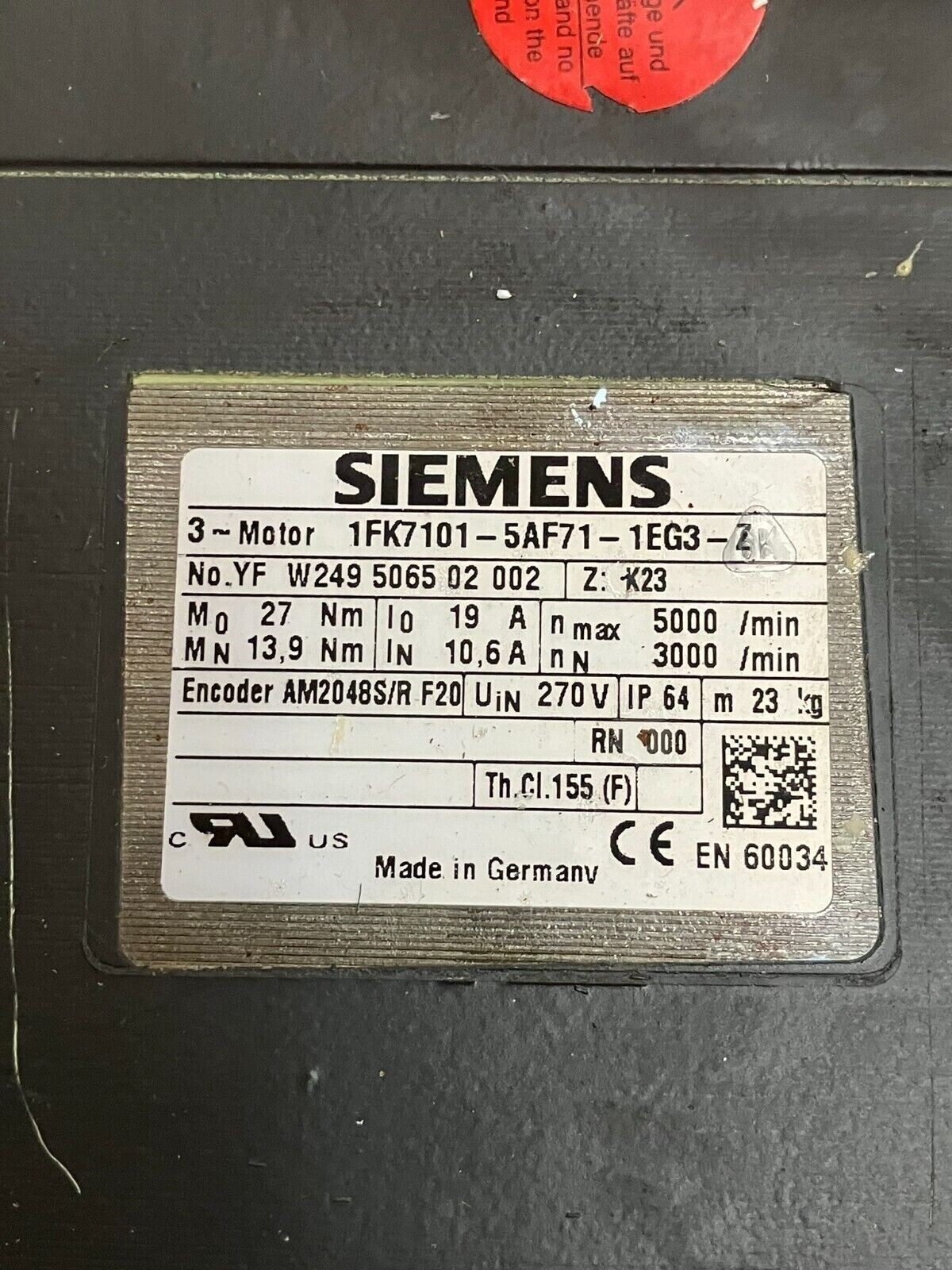 Siemens IFK7101-5AF71-1EG3-Z Synchronous Servo Motor - Image 4