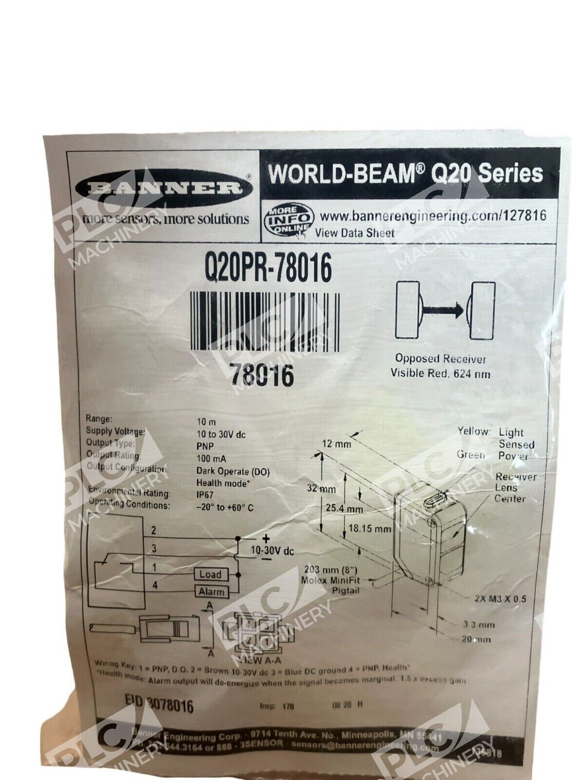 Banner Q20PR-78016 Photoelectric Sensor - Image 3