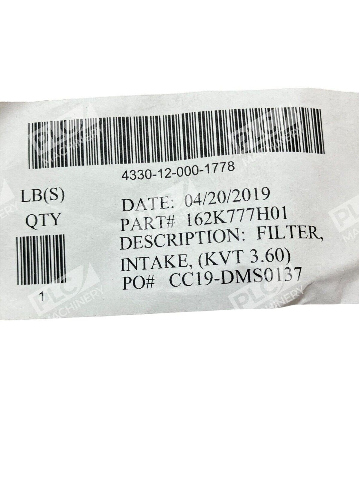 162K777H01 KVT 3.60 Intake Filter - Image 5