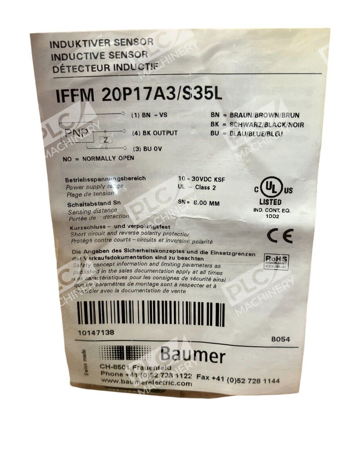 Baumer IFFM 20P17A3/S35L 10-30VDC Inductive Sensor - Image 3