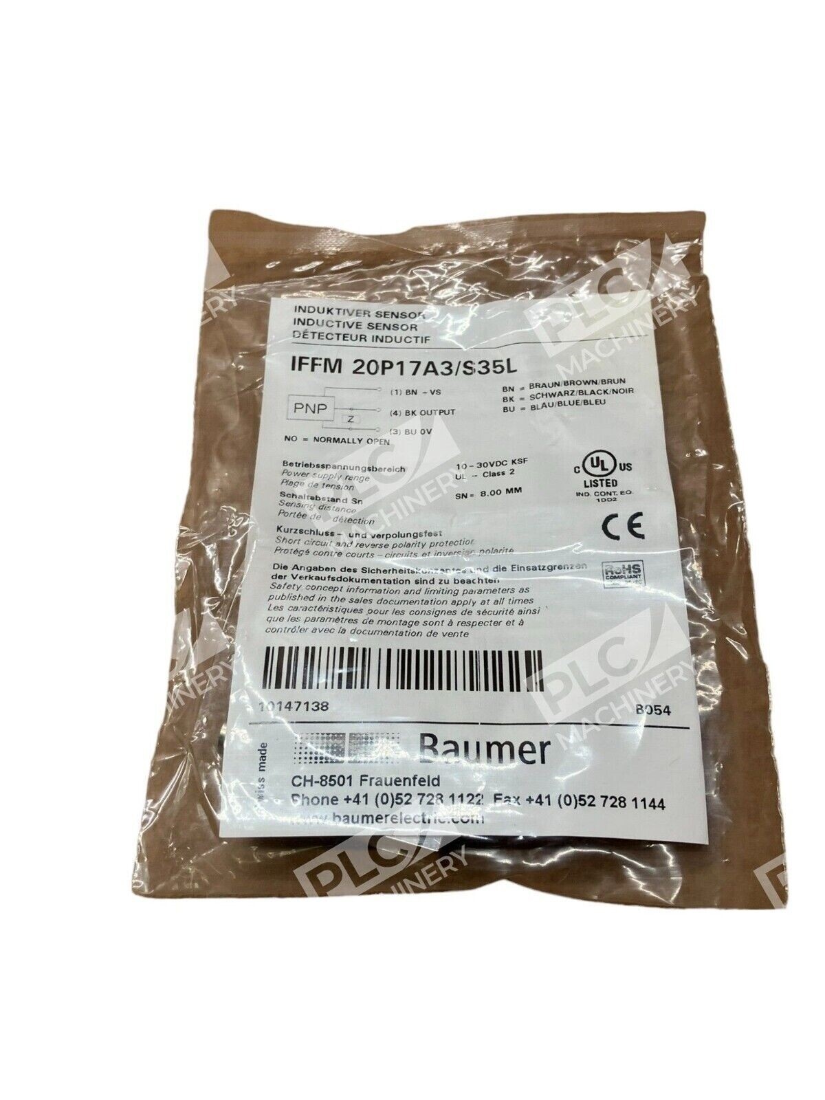 Baumer IFFM 20P17A3/S35L 10-30VDC Inductive Sensor - Image 2