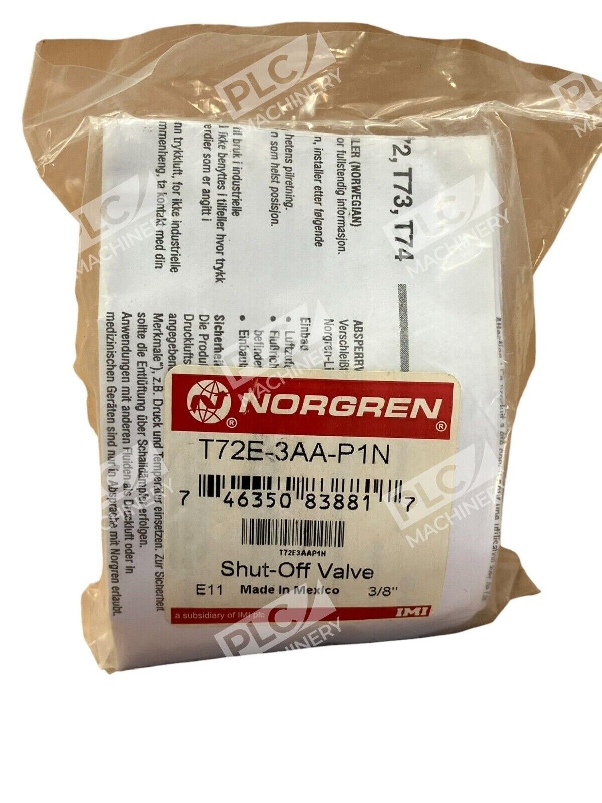 Norgren T72E-3AA-P1N Shut-Off Valve (lot of 3) - Image 3