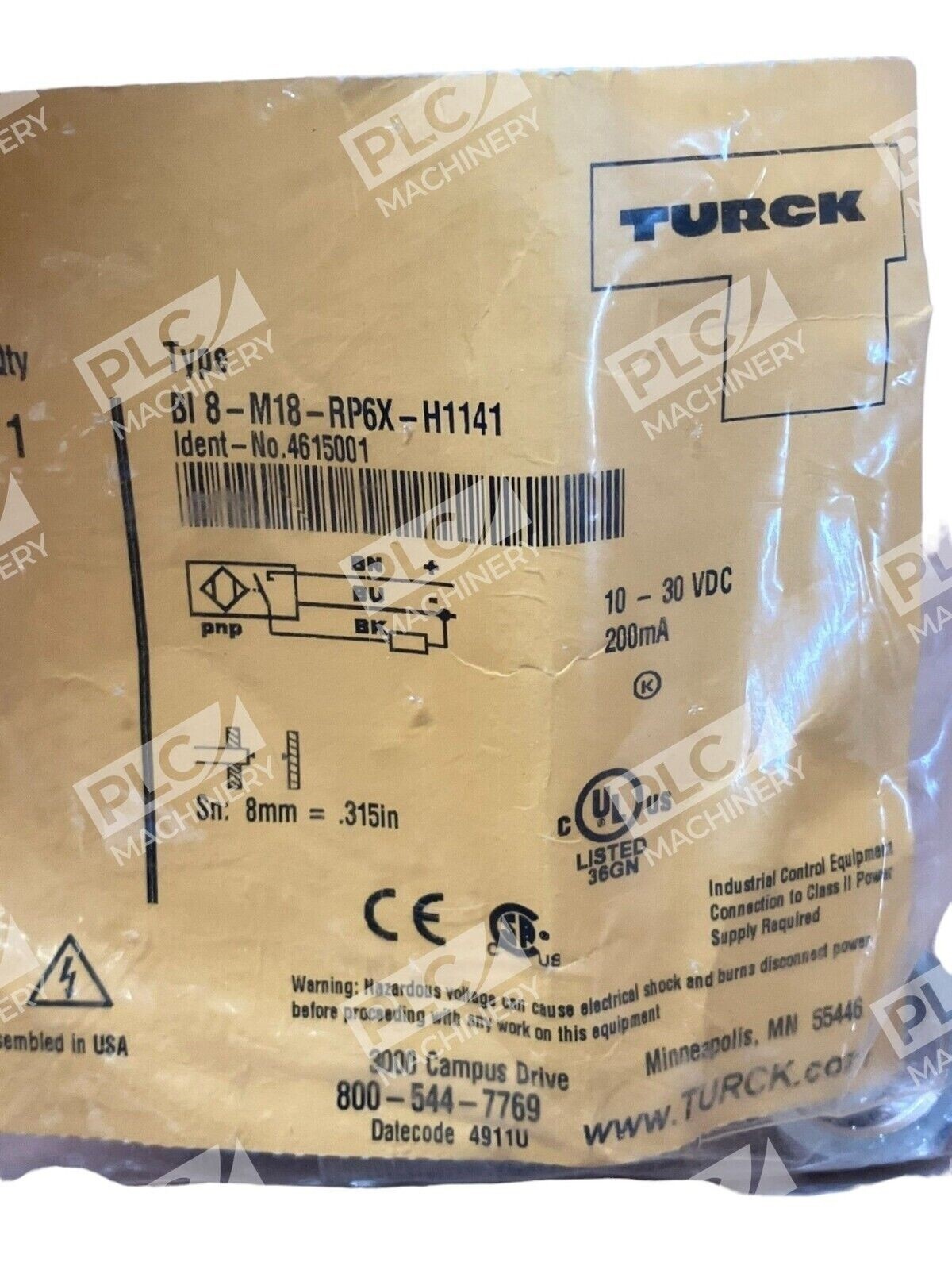 Turck BI8-M18-RP6X-H1141 Inductive Proximity Sensor - Image 3