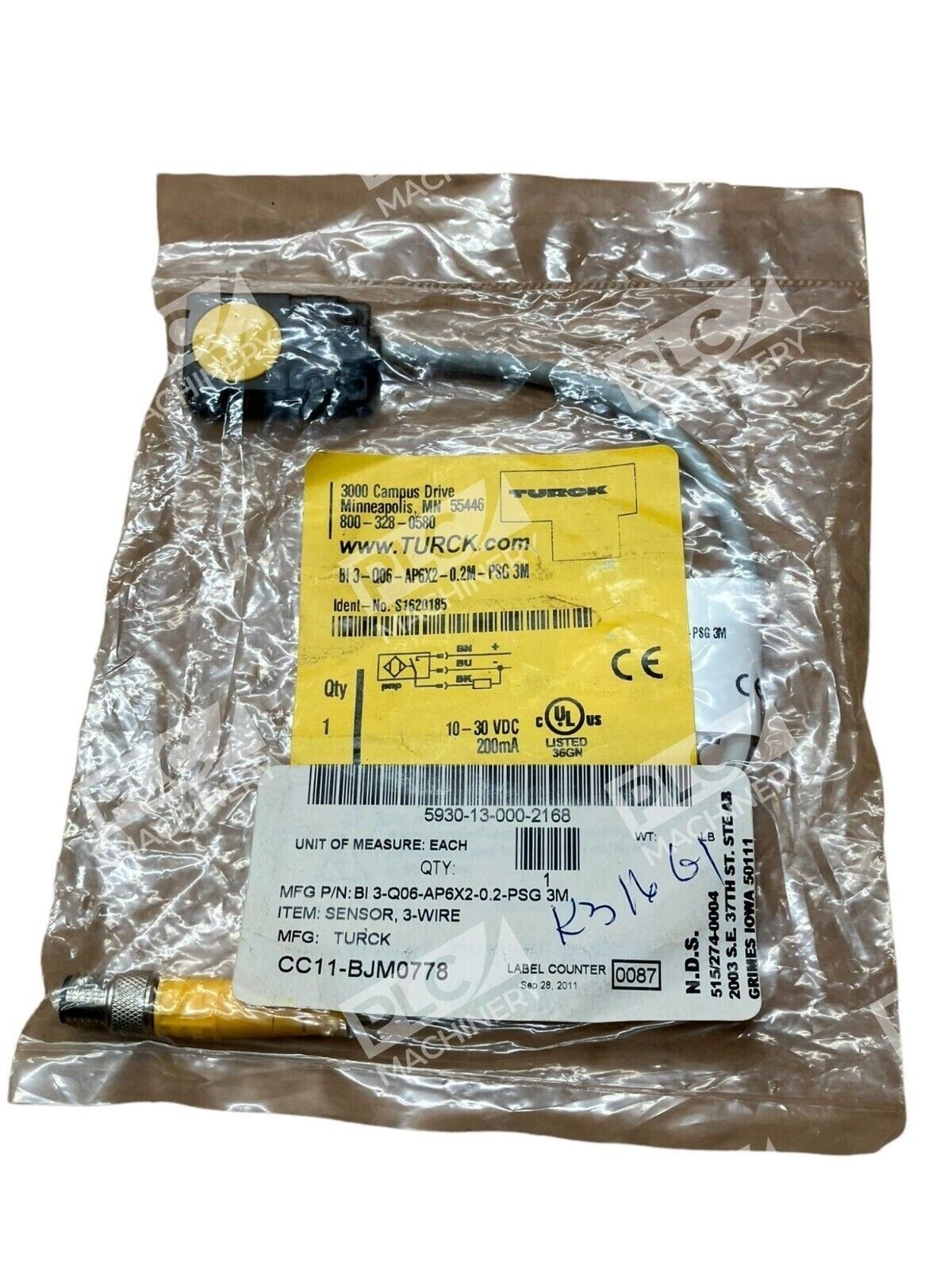 Turck BI 3-Q06-AP6X2-0.2M-PSG 3M Embeddable Inductive Sensor - Image 2