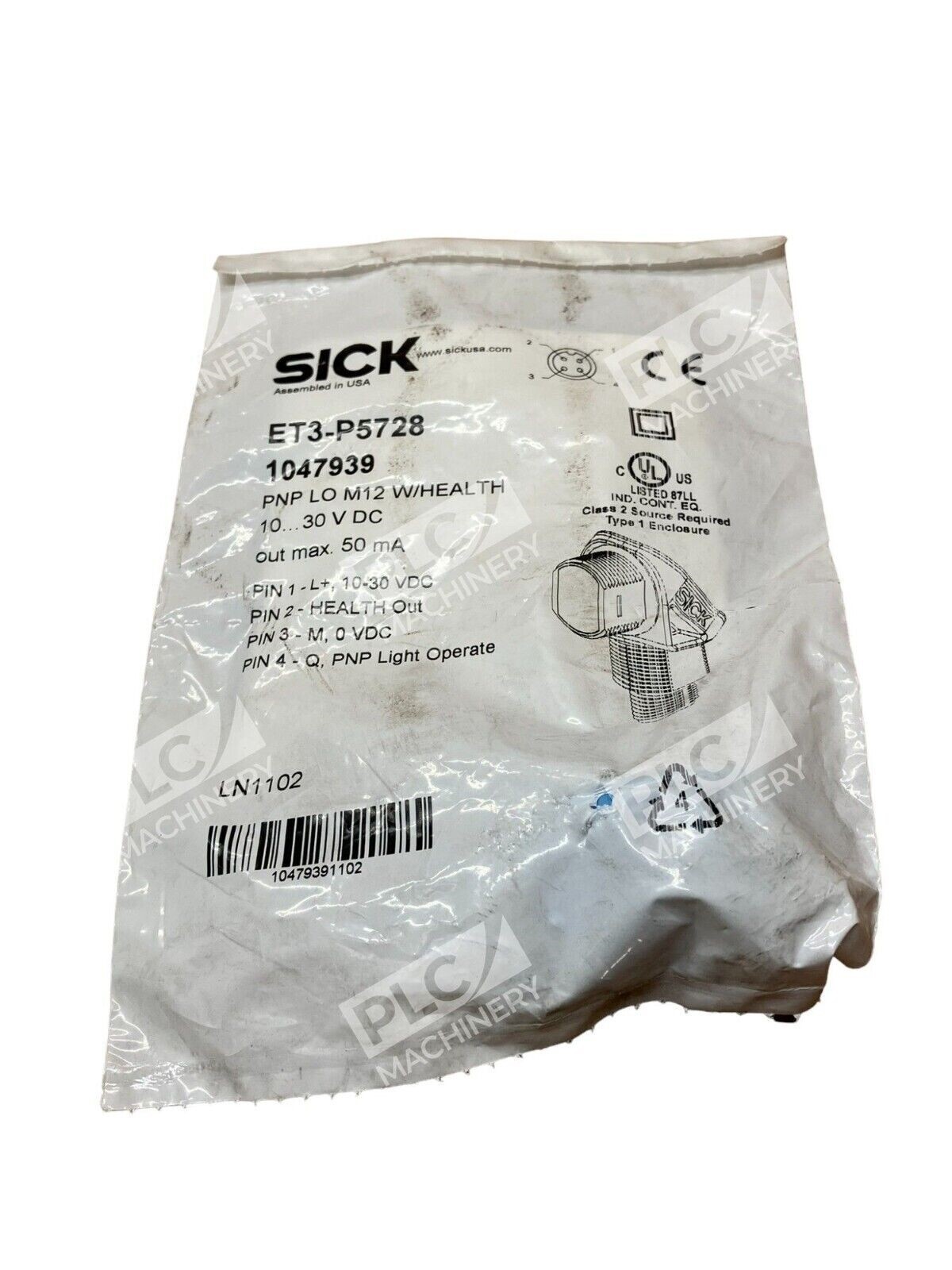 Sick ET3-P5728 Photoelectric Sensor PNP LO M12 W/Health - Image 2