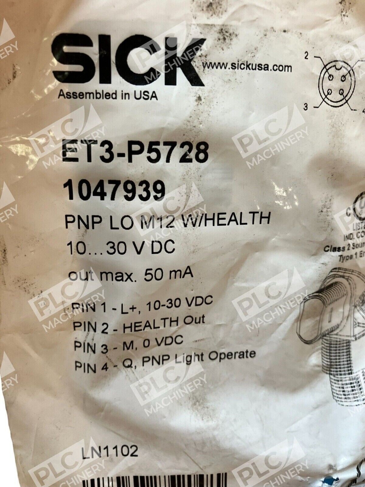 Sick ET3-P5728 Photoelectric Sensor PNP LO M12 W/Health - Image 3